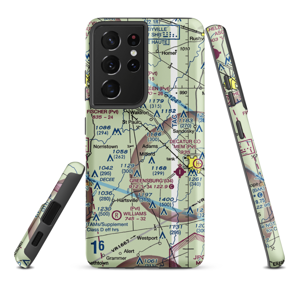 Smith Airport (II71) VFR Sectional Samsung Phone Case Samsung Galaxy S21 Plus model shown