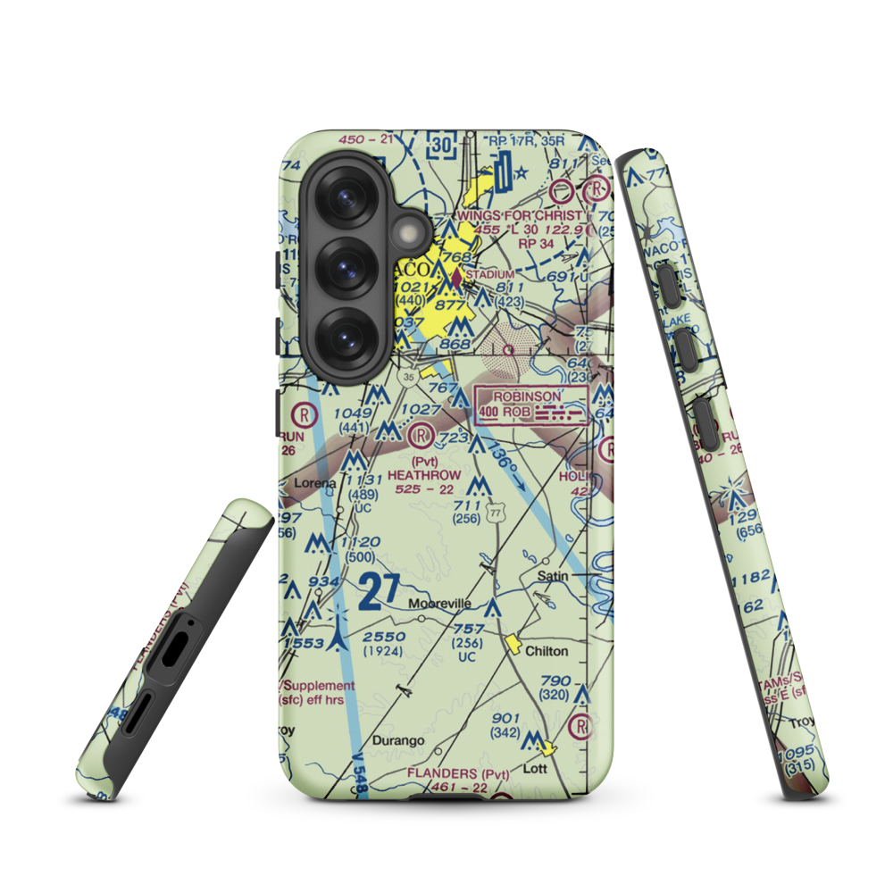 Smith Airport (XA51) VFR Sectional Samsung Phone Case Samsung Galaxy S25 model shown