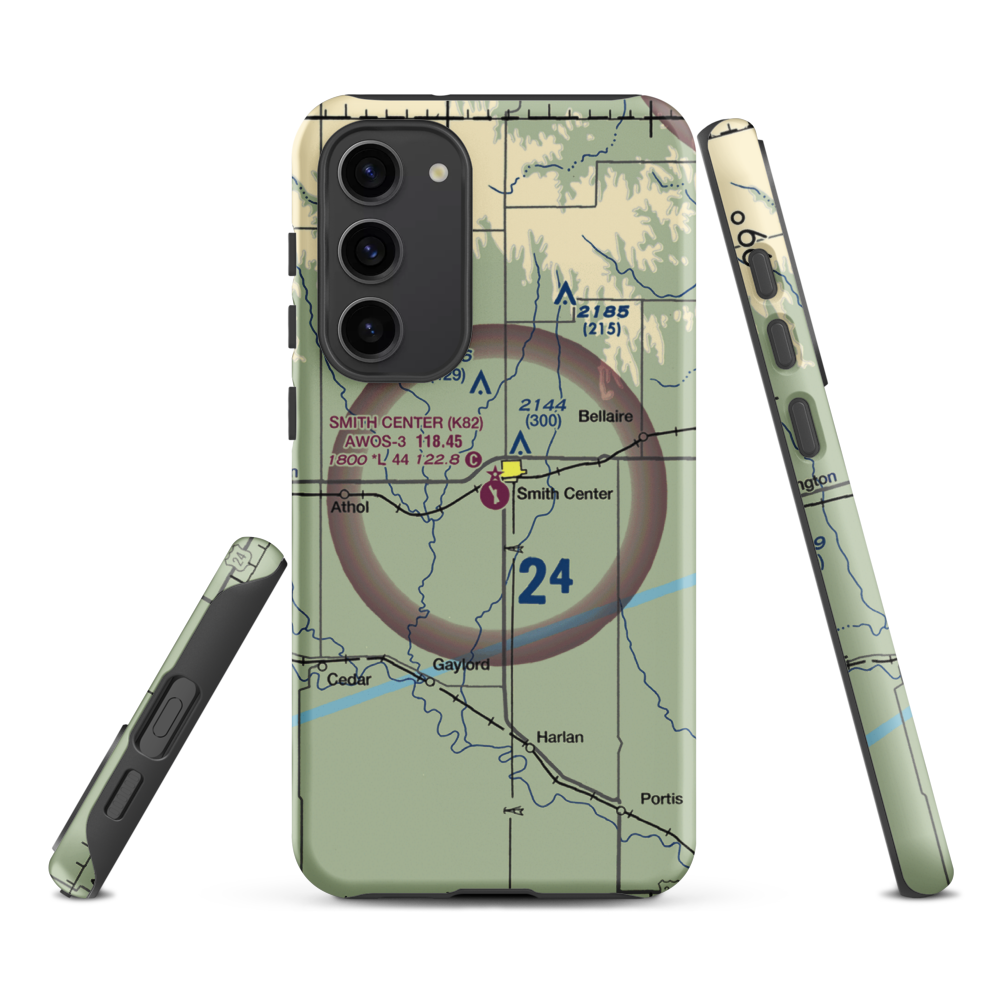 Smith Center Municipal Airport (K82) VFR Sectional Samsung Phone Case Samsung Galaxy S23 Plus model shown