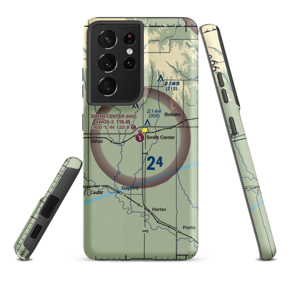 Smith Center Municipal Airport (K82) VFR Sectional Samsung Phone Case Samsung Galaxy S21 Ultra model shown