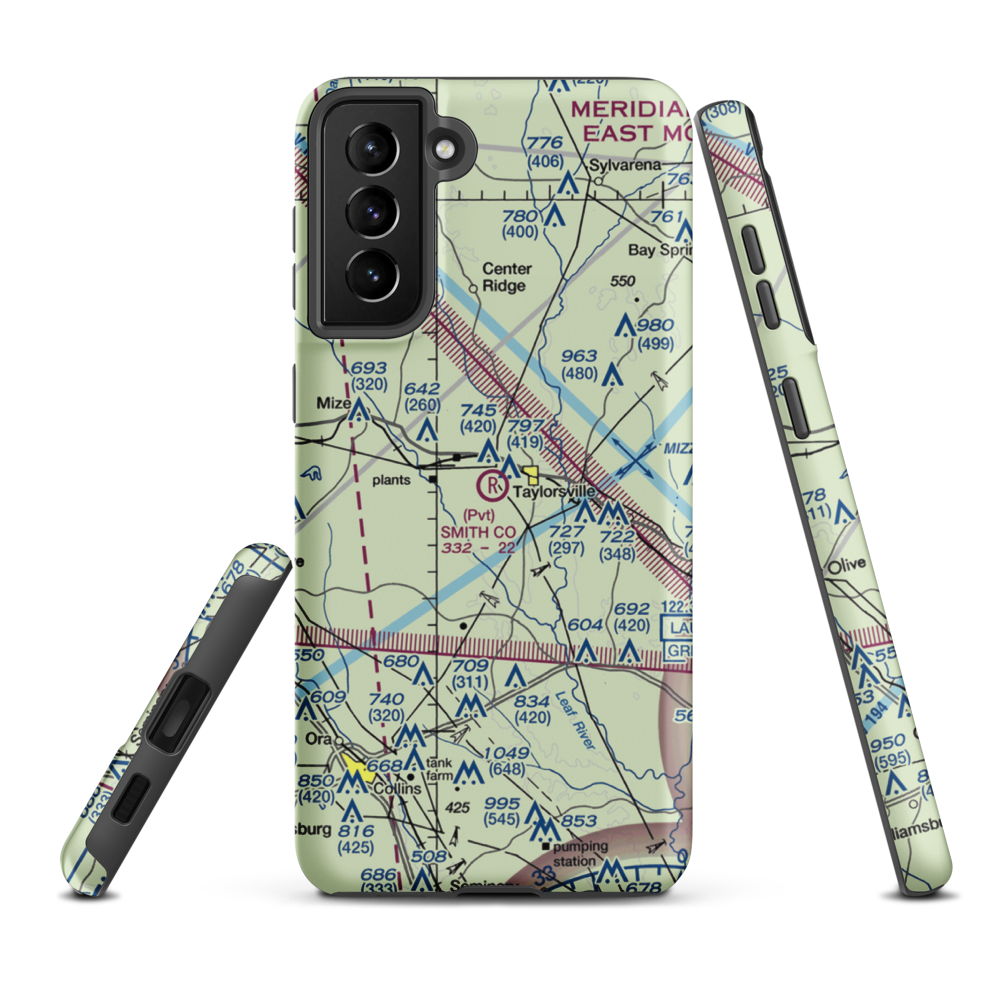 Smith County Airport (MS39) VFR Sectional Samsung Phone Case Samsung Galaxy S21 Plus model shown
