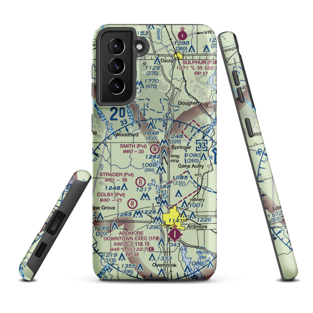 Smith Field (22OK) VFR Sectional Samsung Phone Case Samsung Galaxy S21 Plus model shown