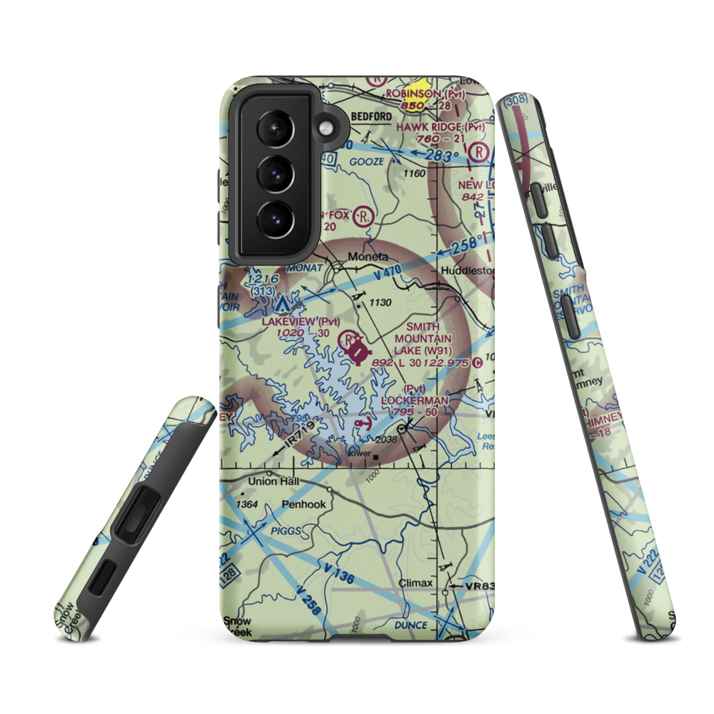 Smith Mountain Lake Airport (W91) VFR Sectional Samsung Phone Case Samsung Galaxy S21 FE model shown