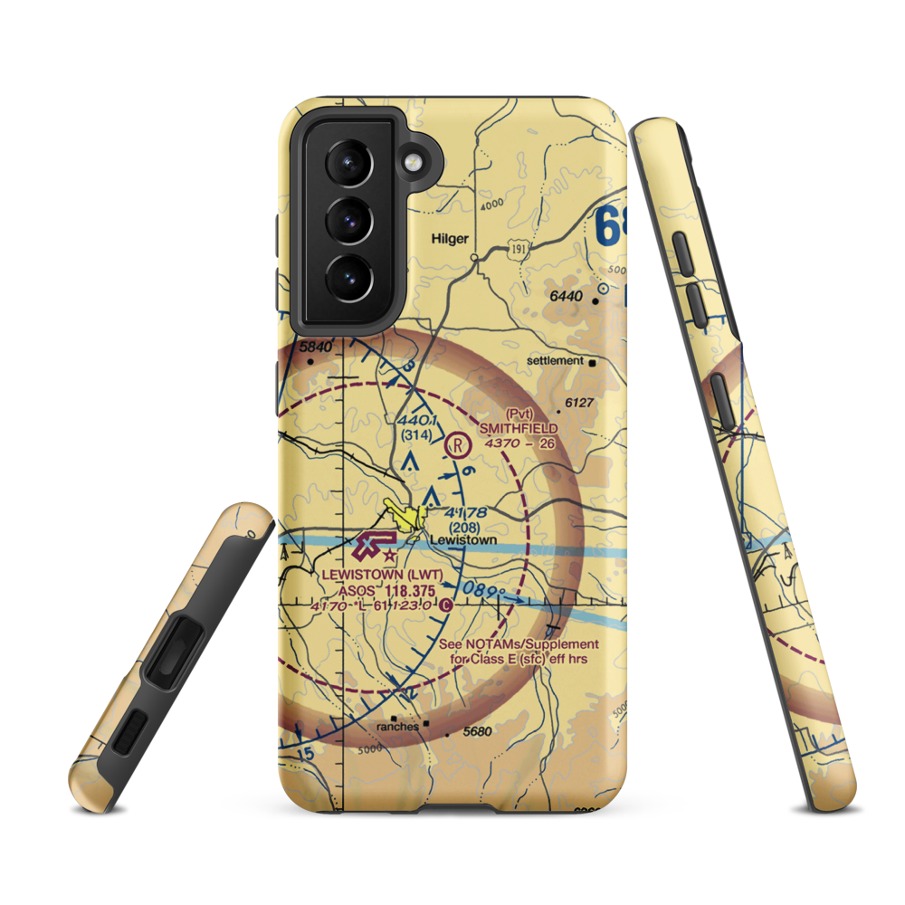 Smithfield Airport (MT65) VFR Sectional Samsung Phone Case Samsung Galaxy S21 FE model shown