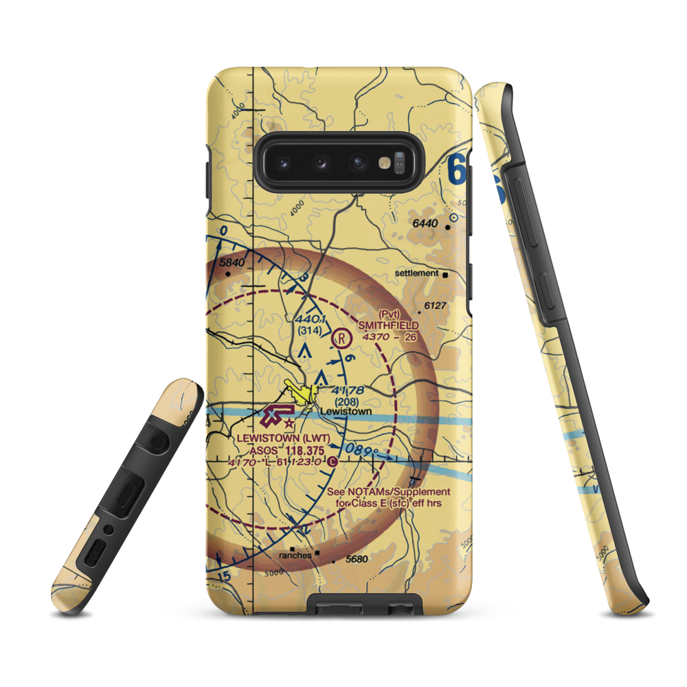 Smithfield Airport (MT65) VFR Sectional Samsung Phone Case Samsung Galaxy S10 Plus model shown