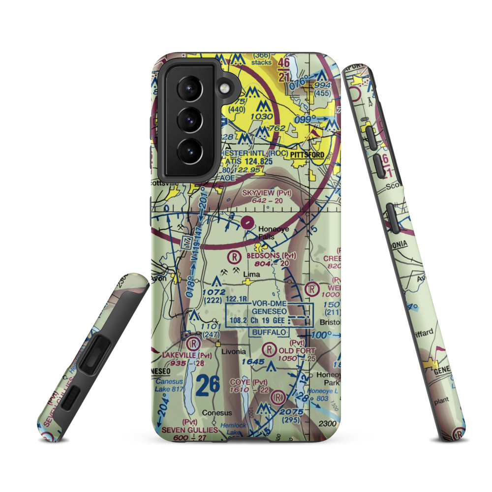 Smiths Land Base Airport (53NY) VFR Sectional Samsung Phone Case Samsung Galaxy S21 FE model shown