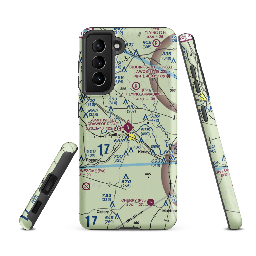 Smithville Crawford Municipal Airport (84R) VFR Sectional Samsung Phone Case Samsung Galaxy S21 FE model shown