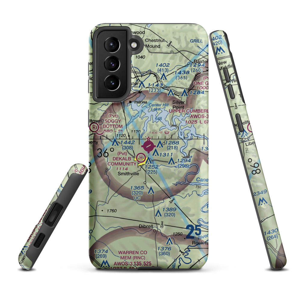 Smithville Municipal Airport (0A3) VFR Sectional Samsung Phone Case Samsung Galaxy S21 FE model shown