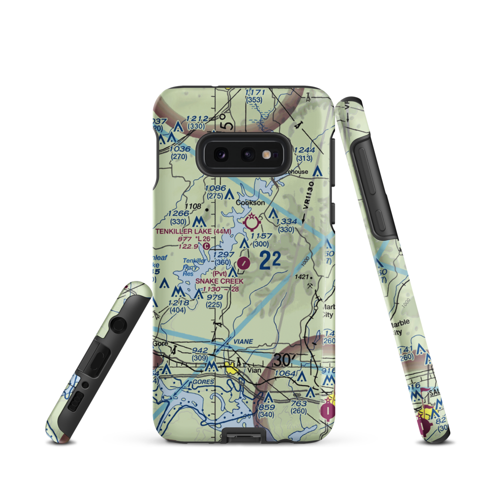 Snake Creek Wilderness Airport (OK06) VFR Sectional Samsung Phone Case Samsung Galaxy S10e model shown