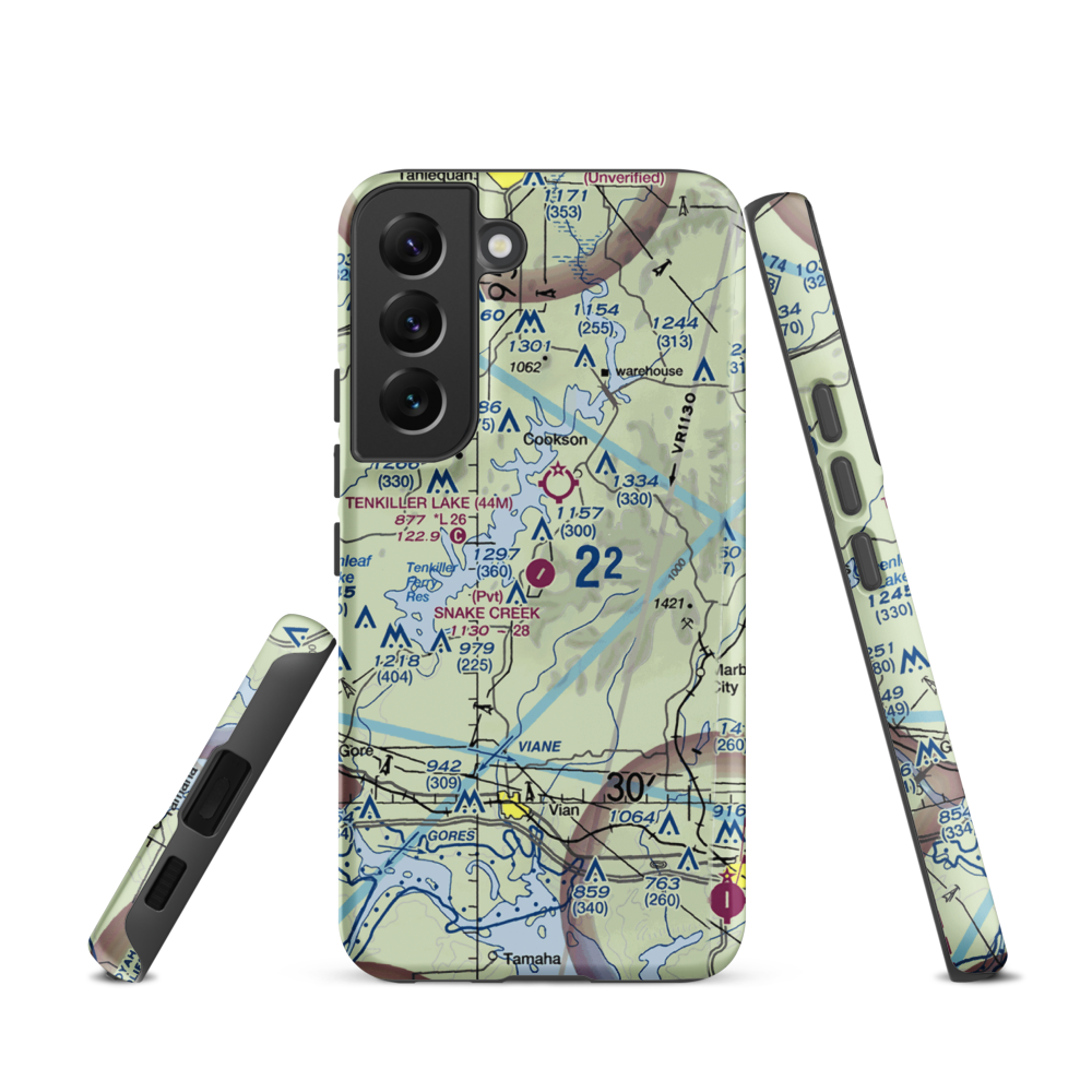 Snake Creek Wilderness Airport (OK06) VFR Sectional Samsung Phone Case Samsung Galaxy S22 model shown