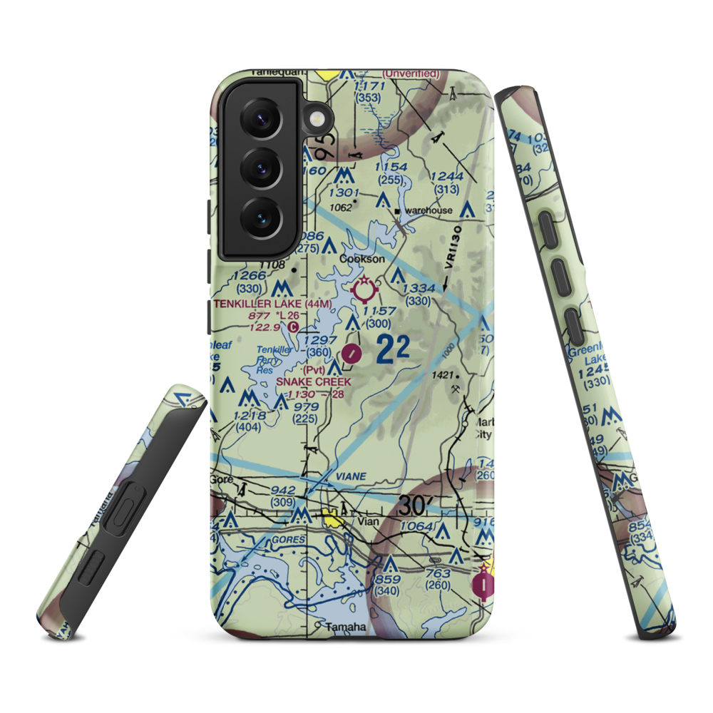 Snake Creek Wilderness Airport (OK06) VFR Sectional Samsung Phone Case Samsung Galaxy S22 Plus model shown