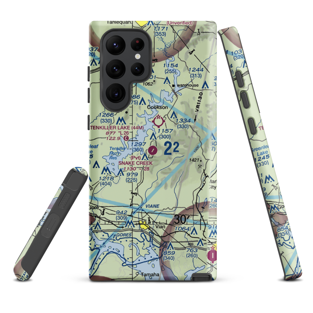 Snake Creek Wilderness Airport (OK06) VFR Sectional Samsung Phone Case Samsung Galaxy S22 Ultra model shown