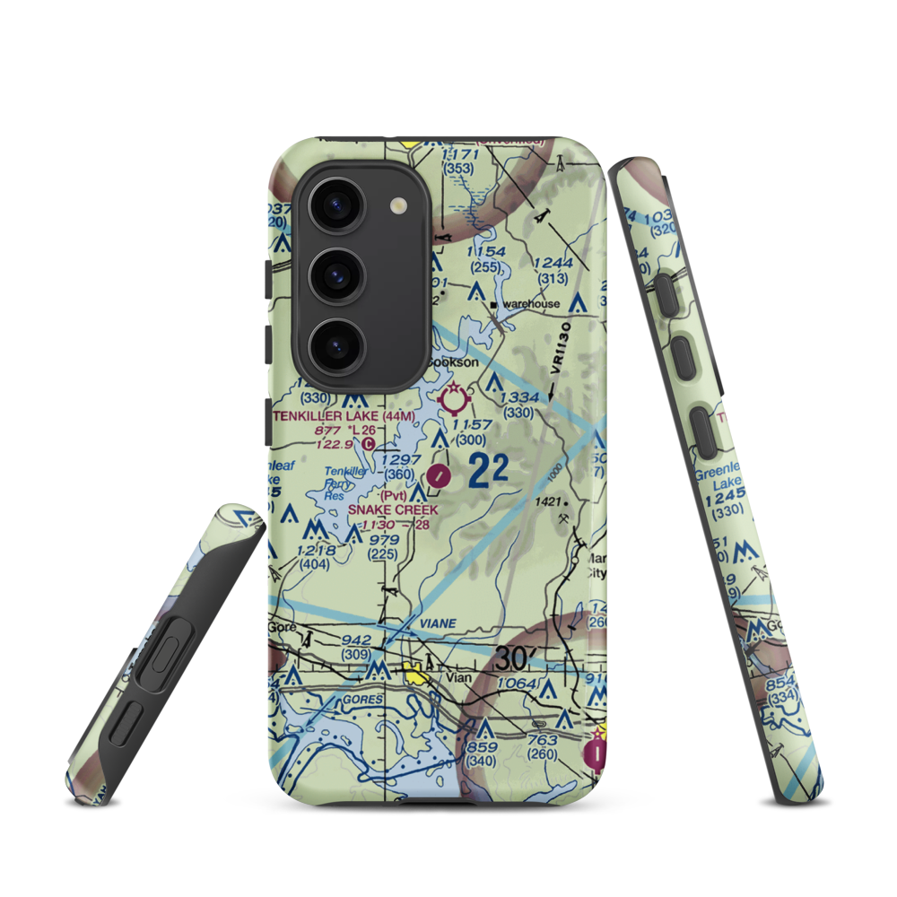 Snake Creek Wilderness Airport (OK06) VFR Sectional Samsung Phone Case Samsung Galaxy S23 model shown