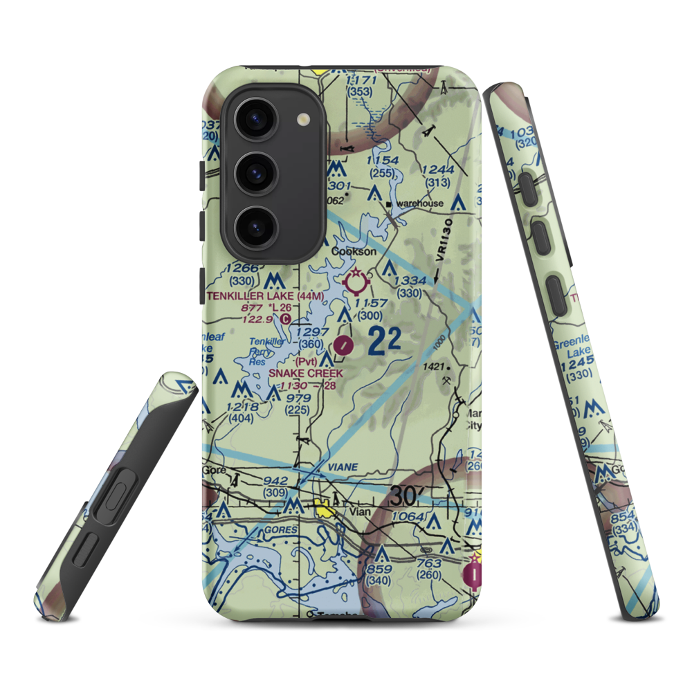 Snake Creek Wilderness Airport (OK06) VFR Sectional Samsung Phone Case Samsung Galaxy S23 Plus model shown