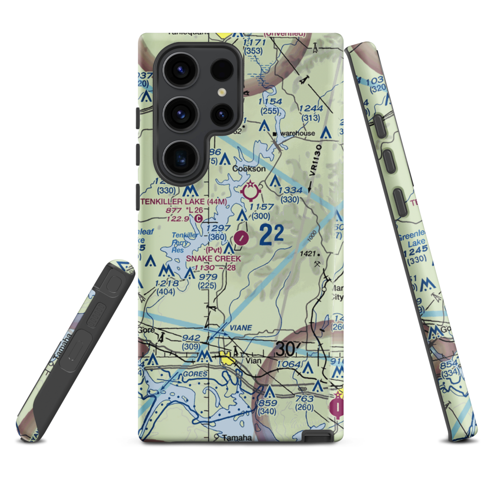 Snake Creek Wilderness Airport (OK06) VFR Sectional Samsung Phone Case Samsung Galaxy S23 Ultra model shown