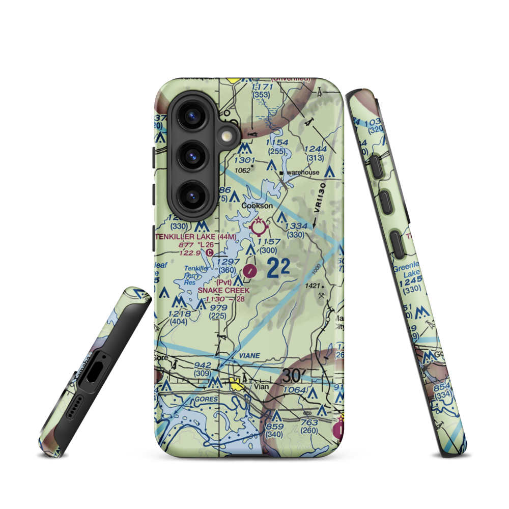 Snake Creek Wilderness Airport (OK06) VFR Sectional Samsung Phone Case Samsung Galaxy S24 model shown