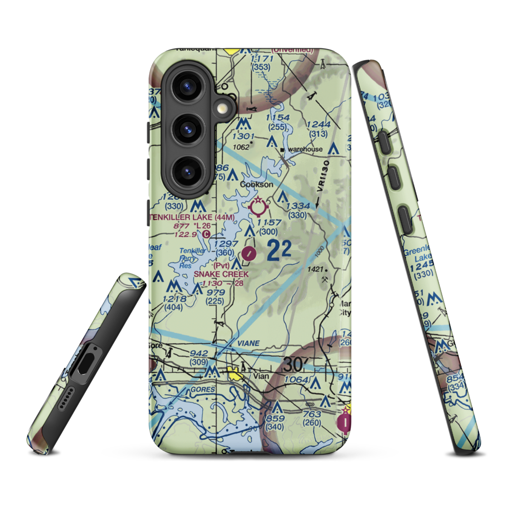 Snake Creek Wilderness Airport (OK06) VFR Sectional Samsung Phone Case Samsung Galaxy S24 Plus model shown