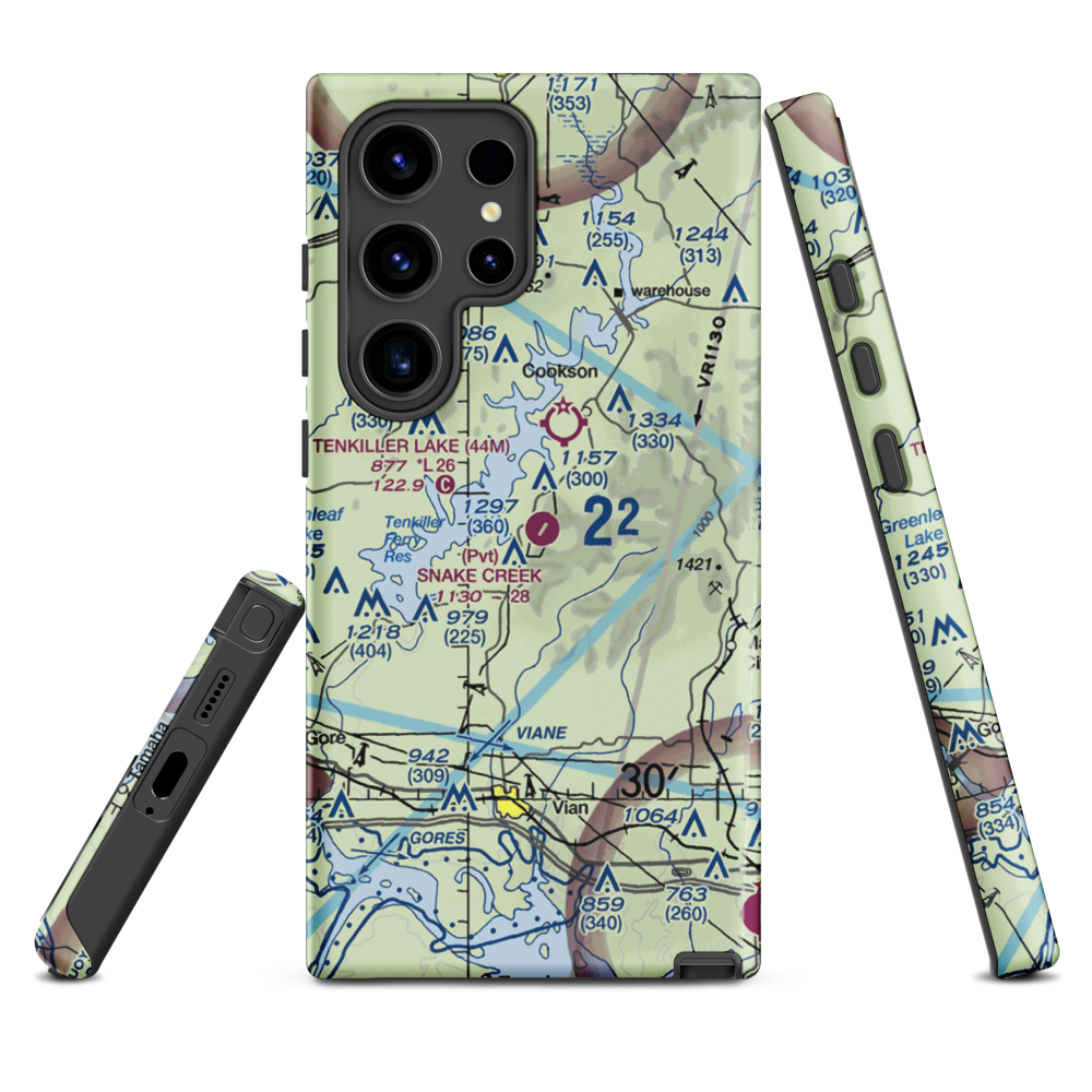 Snake Creek Wilderness Airport (OK06) VFR Sectional Samsung Phone Case Samsung Galaxy S24 Ultra model shown