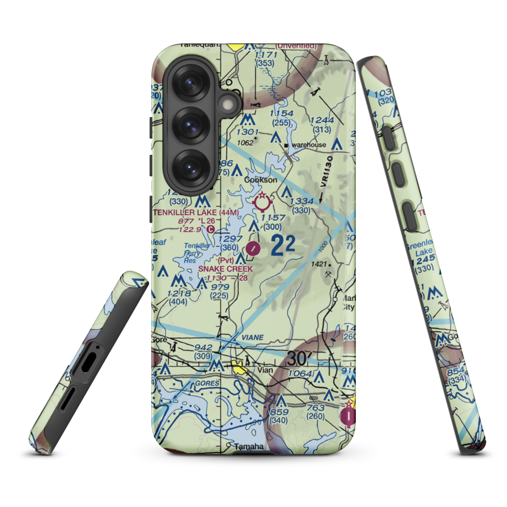 Snake Creek Wilderness Airport (OK06) VFR Sectional Samsung Phone Case Samsung Galaxy S25 Plus model shown