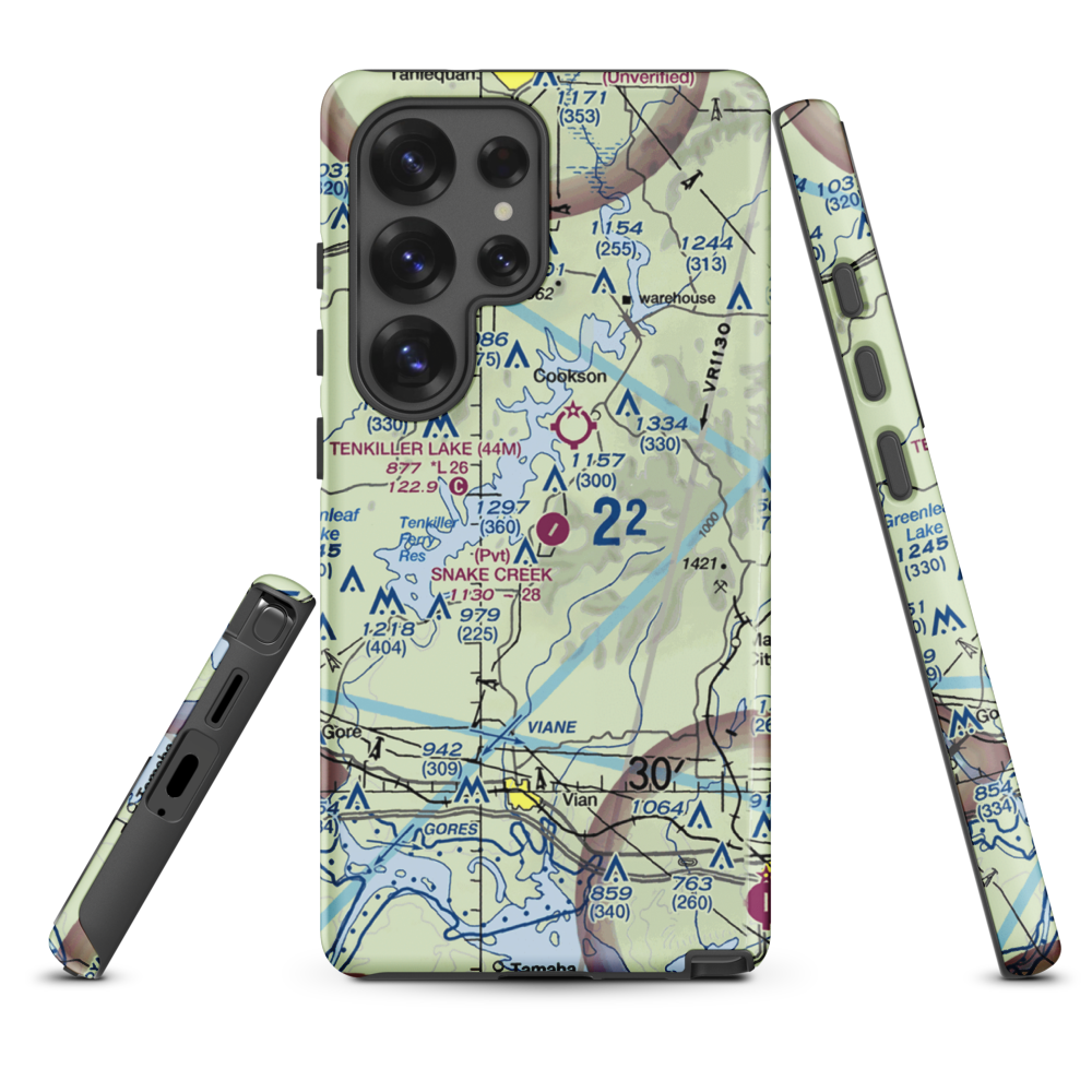 Snake Creek Wilderness Airport (OK06) VFR Sectional Samsung Phone Case Samsung Galaxy S25 Ultra model shown