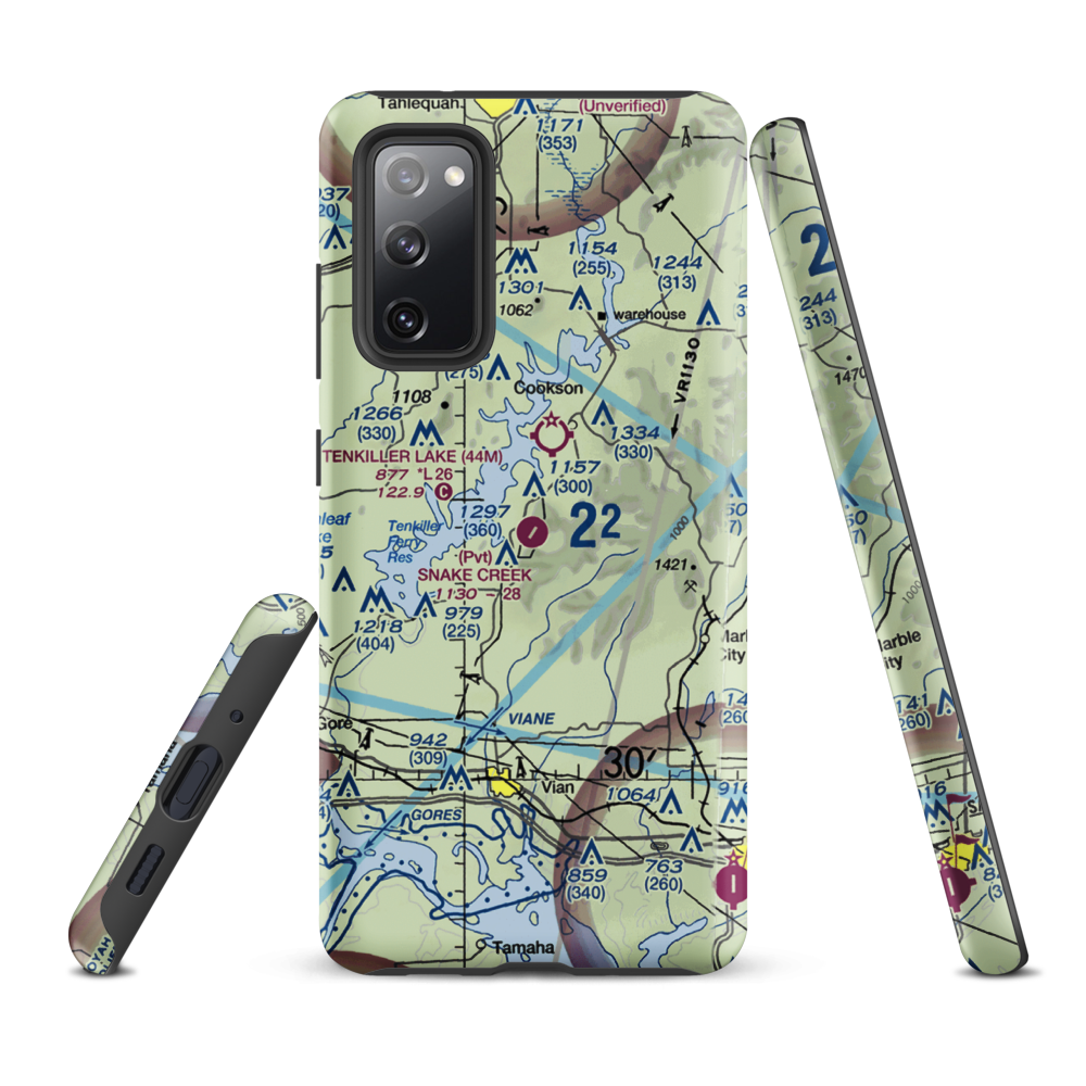 Snake Creek Wilderness Airport (OK06) VFR Sectional Samsung Phone Case Samsung Galaxy S20 FE model shown