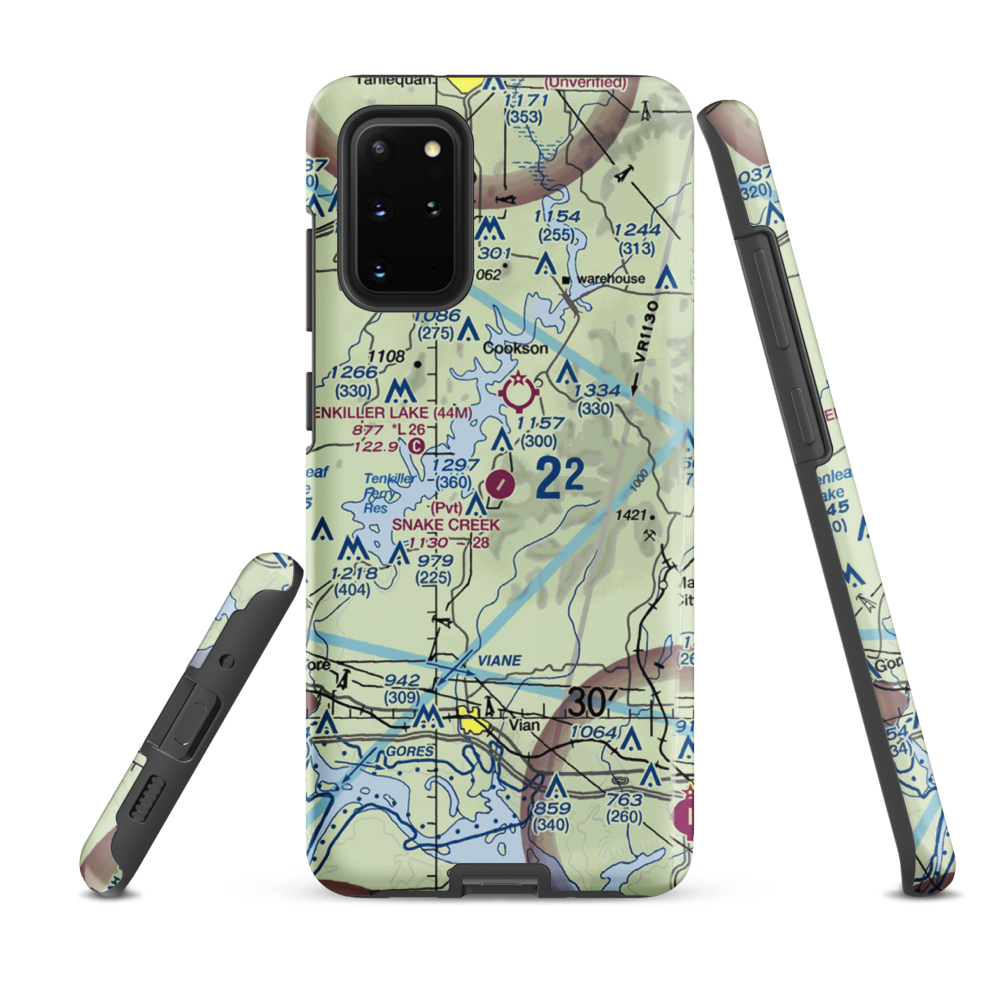Snake Creek Wilderness Airport (OK06) VFR Sectional Samsung Phone Case Samsung Galaxy S20 Plus model shown