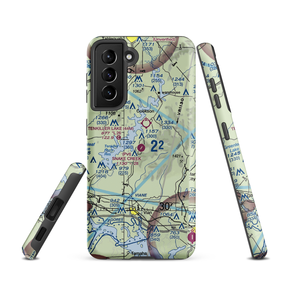 Snake Creek Wilderness Airport (OK06) VFR Sectional Samsung Phone Case Samsung Galaxy S21 model shown