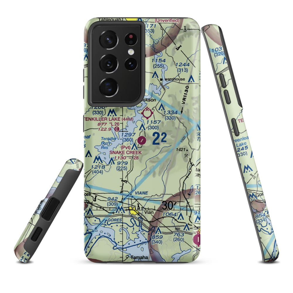 Snake Creek Wilderness Airport (OK06) VFR Sectional Samsung Phone Case Samsung Galaxy S21 Plus model shown