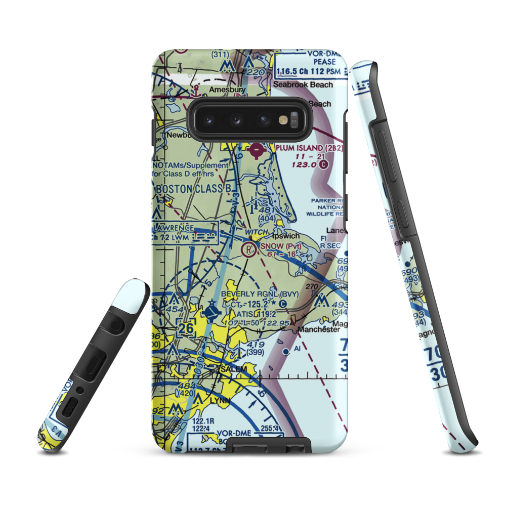 Snow Airport (MA36) VFR Sectional Samsung Phone Case Samsung Galaxy S10 Plus model shown