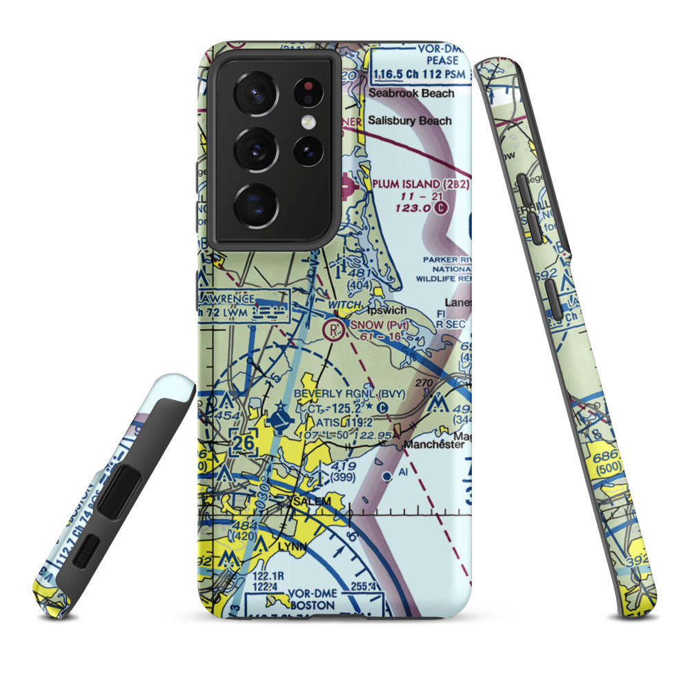 Snow Airport (MA36) VFR Sectional Samsung Phone Case Samsung Galaxy S21 Ultra model shown
