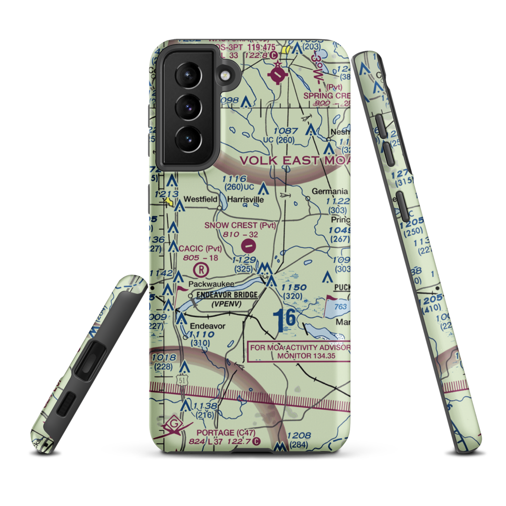 Snow Crest Ranch Airport (0WI4) VFR Sectional Samsung Phone Case Samsung Galaxy S21 Plus model shown