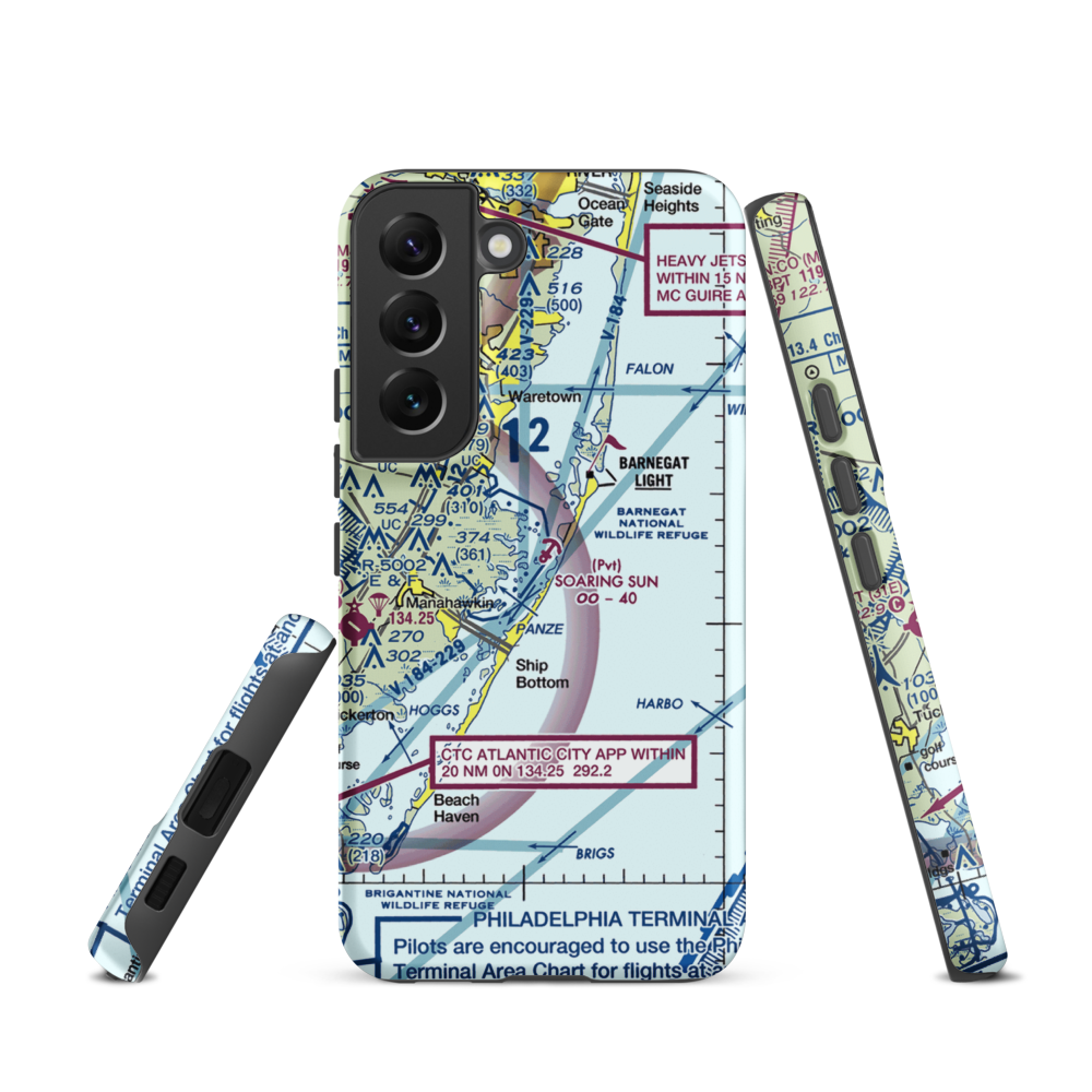 Soaring Sun Seaplane Base (21JY) VFR Sectional Samsung Phone Case Samsung Galaxy S22 model shown