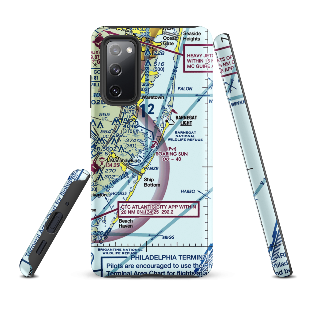 Soaring Sun Seaplane Base (21JY) VFR Sectional Samsung Phone Case Samsung Galaxy S20 FE model shown