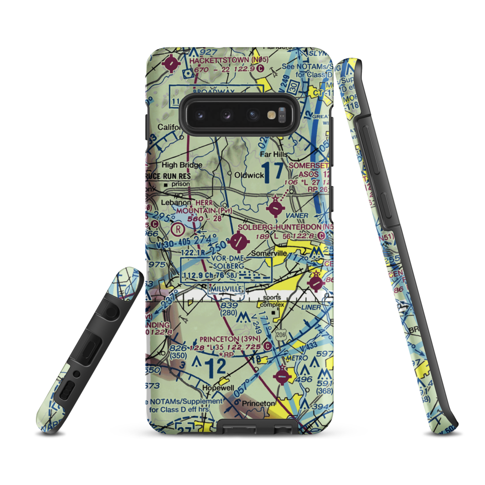 Solberg Hunterdon Airport (N51) VFR Sectional Samsung Phone Case Samsung Galaxy S10 Plus model shown