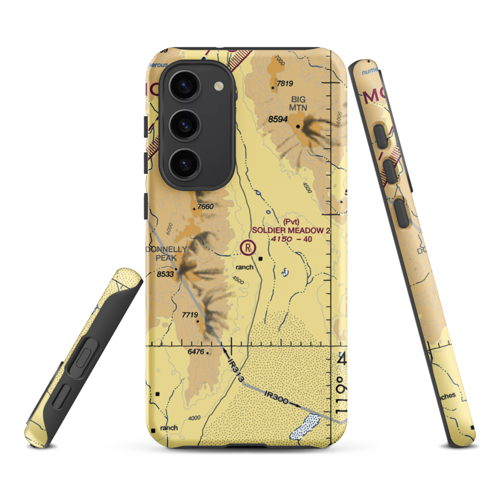 Soldier Meadow Nr 2 Airport (NV05) VFR Sectional Samsung Phone Case Samsung Galaxy S23 Plus model shown