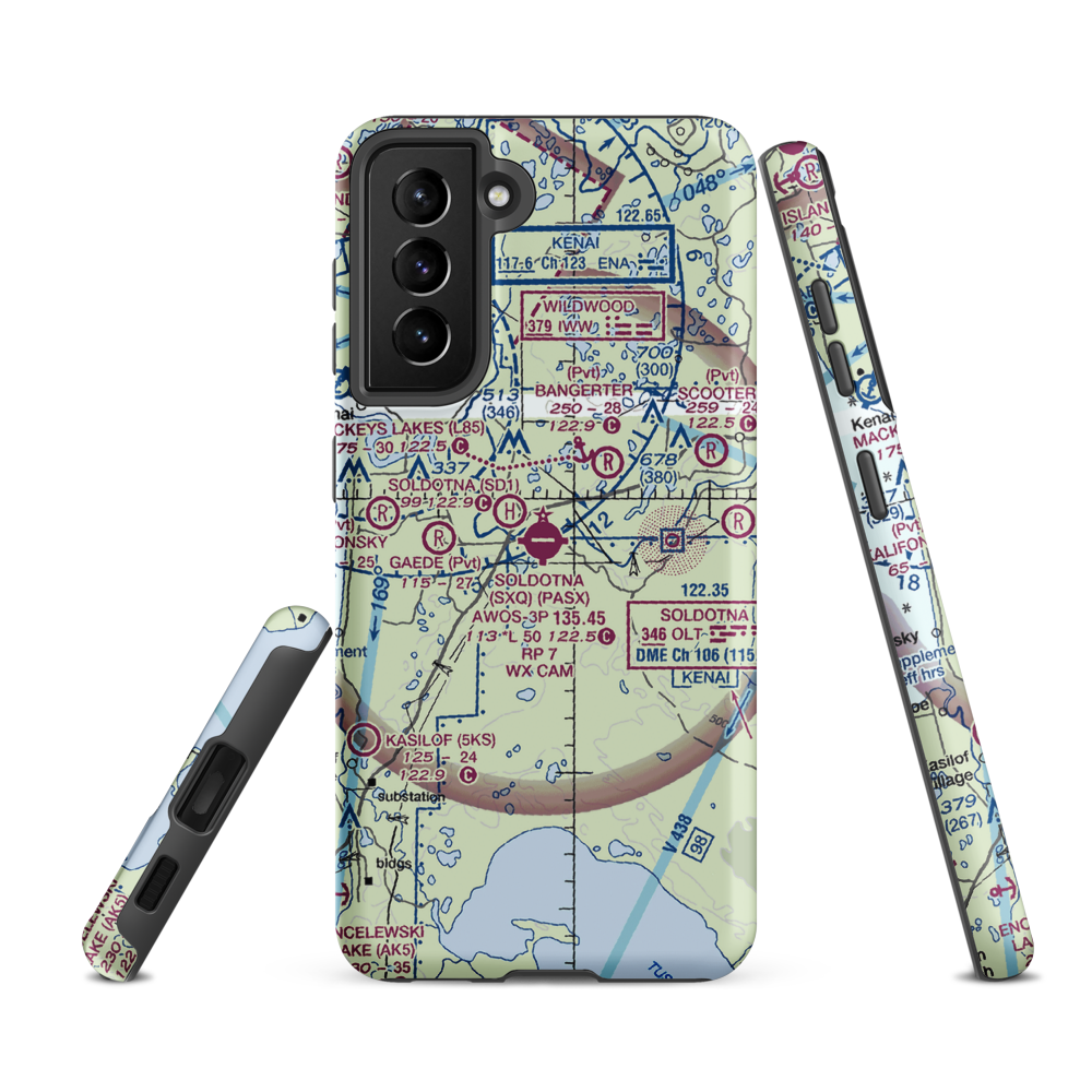 Soldotna Airport (SXQ) VFR Sectional Samsung Phone Case Samsung Galaxy S21 Ultra model shown