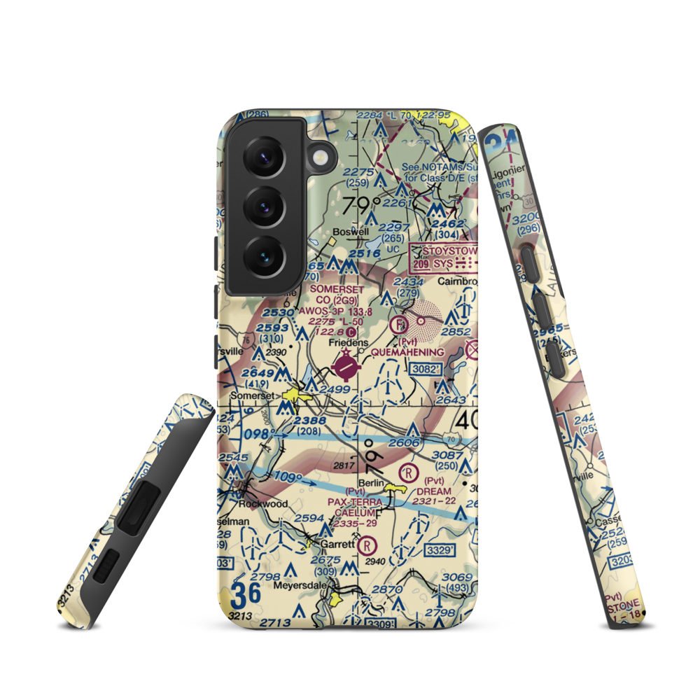 Somerset County Airport (2G9) VFR Sectional Samsung Phone Case Samsung Galaxy S22 model shown