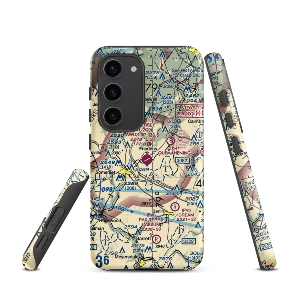 Somerset County Airport (2G9) VFR Sectional Samsung Phone Case Samsung Galaxy S23 model shown