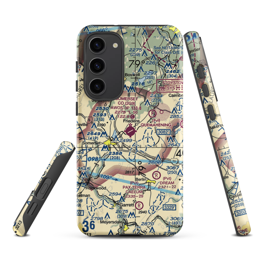 Somerset County Airport (2G9) VFR Sectional Samsung Phone Case Samsung Galaxy S23 Plus model shown