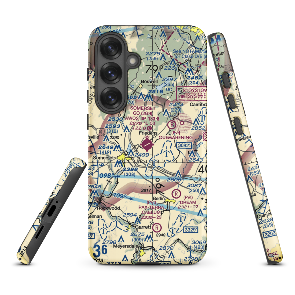 Somerset County Airport (2G9) VFR Sectional Samsung Phone Case Samsung Galaxy S25 Plus model shown