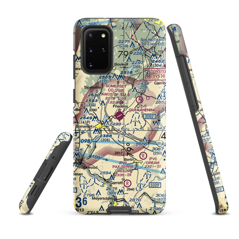 Somerset County Airport (2G9) VFR Sectional Samsung Phone Case Samsung Galaxy S20 Plus model shown