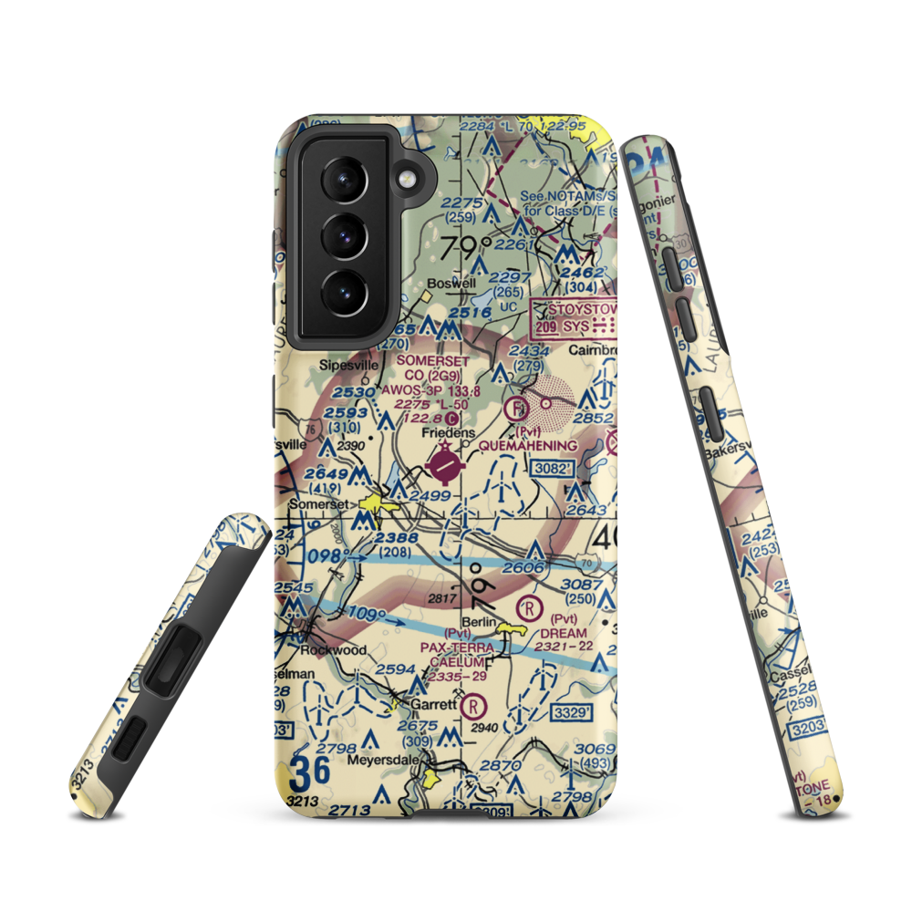 Somerset County Airport (2G9) VFR Sectional Samsung Phone Case Samsung Galaxy S21 model shown