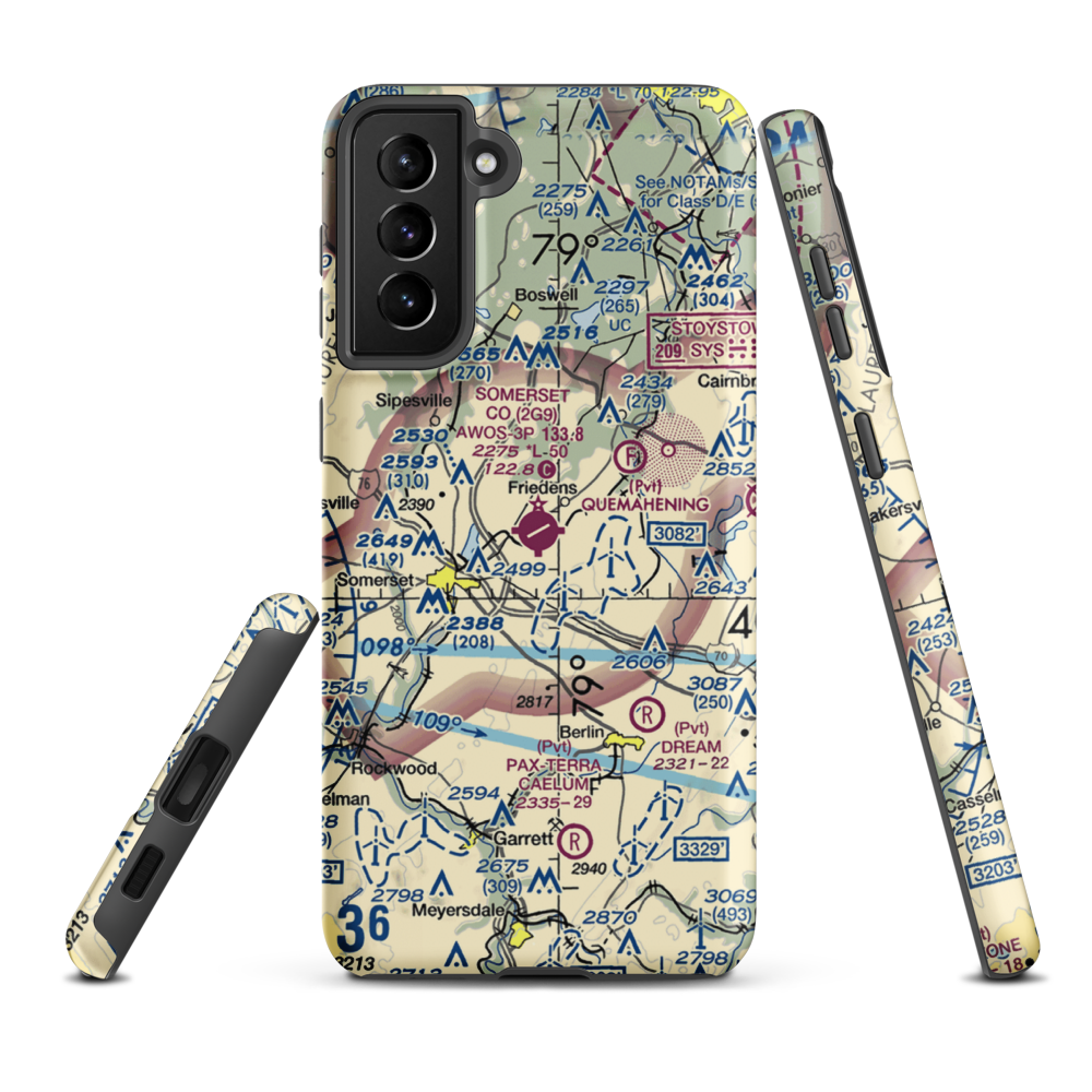 Somerset County Airport (2G9) VFR Sectional Samsung Phone Case Samsung Galaxy S21 Plus model shown