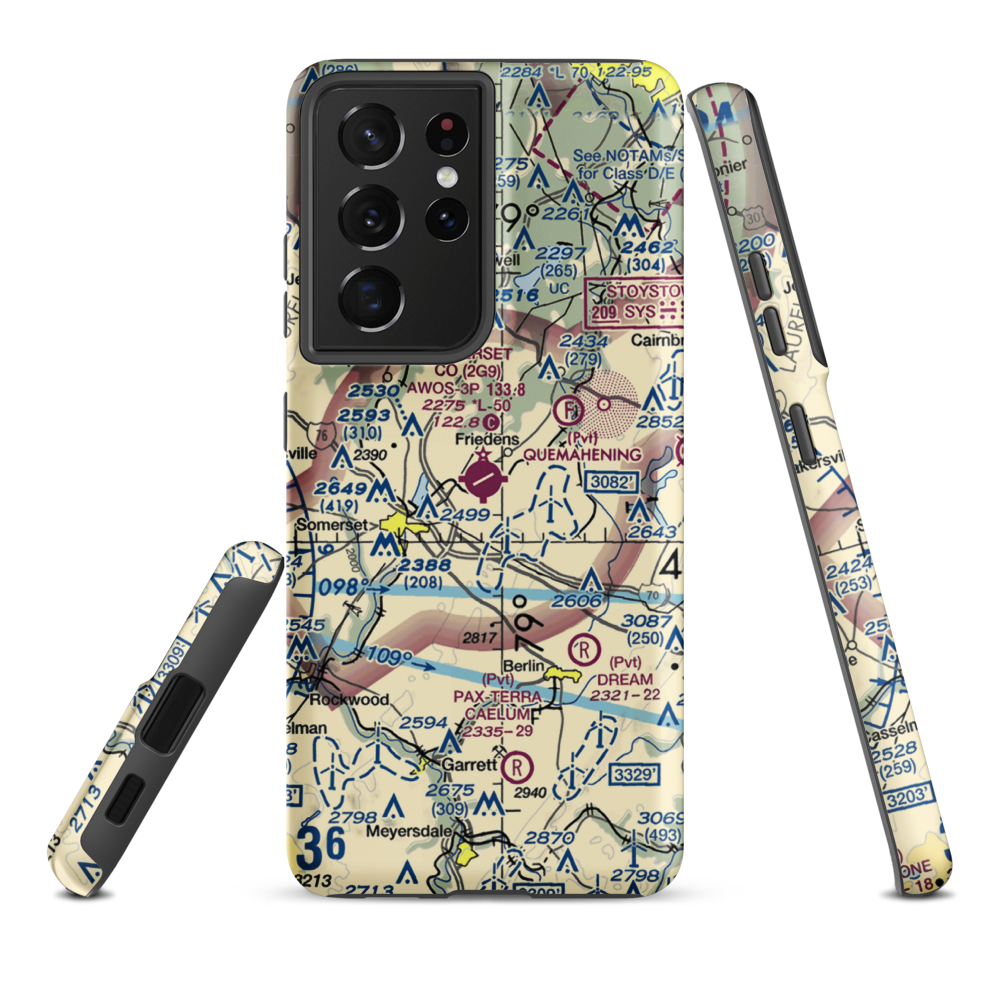 Somerset County Airport (2G9) VFR Sectional Samsung Phone Case Samsung Galaxy S21 Plus model shown