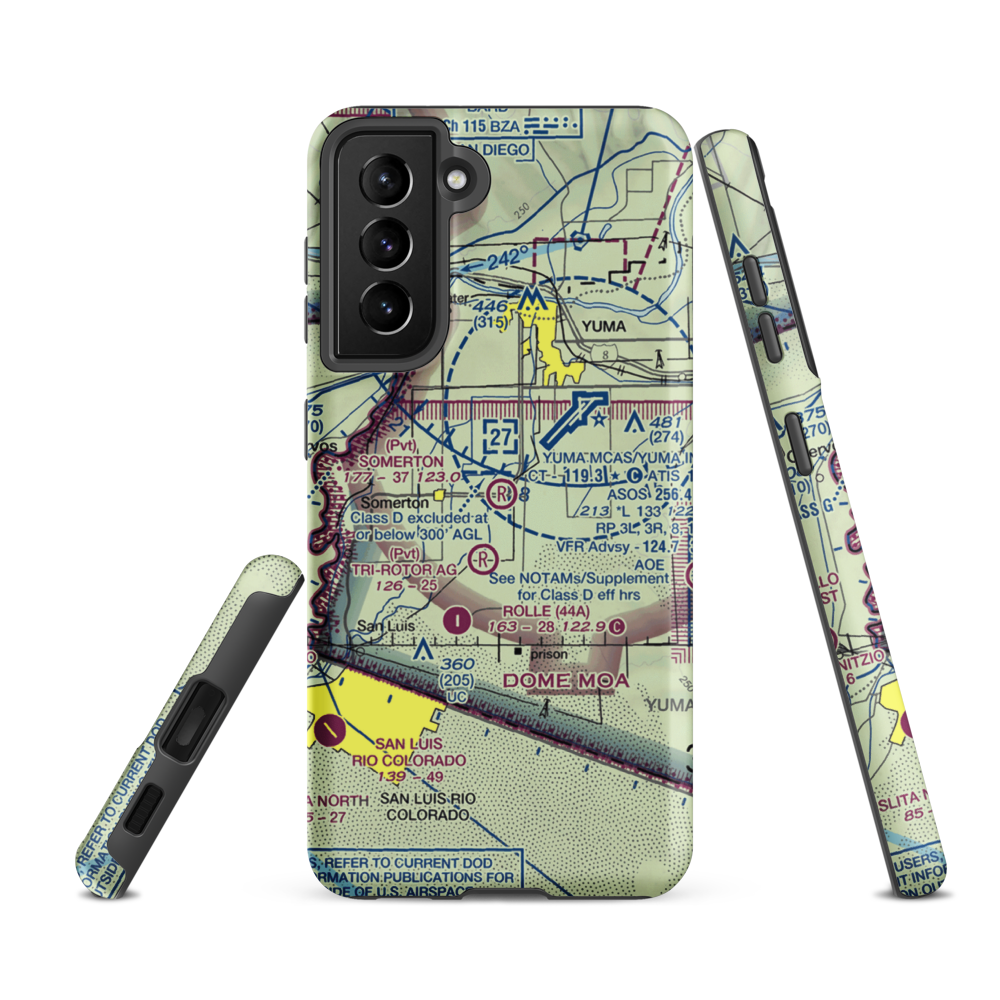 Somerton Airport (54AZ) VFR Sectional Samsung Phone Case Samsung Galaxy S21 FE model shown