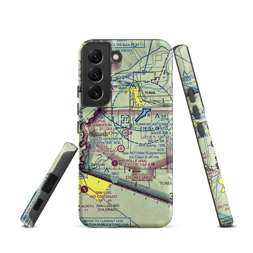 Somerton Airport (54AZ) VFR Sectional Samsung Phone Case Samsung Galaxy S22 model shown