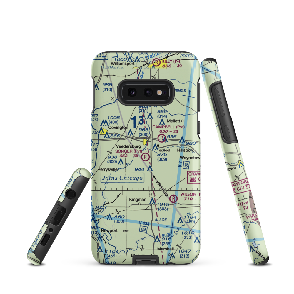 Songer Airport (IN55) VFR Sectional Samsung Phone Case Samsung Galaxy S10 Plus model shown