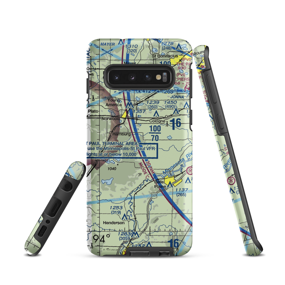 Sons Private-Commercial Airport (47MN) VFR Sectional Samsung Phone Case Samsung Galaxy S10 model shown