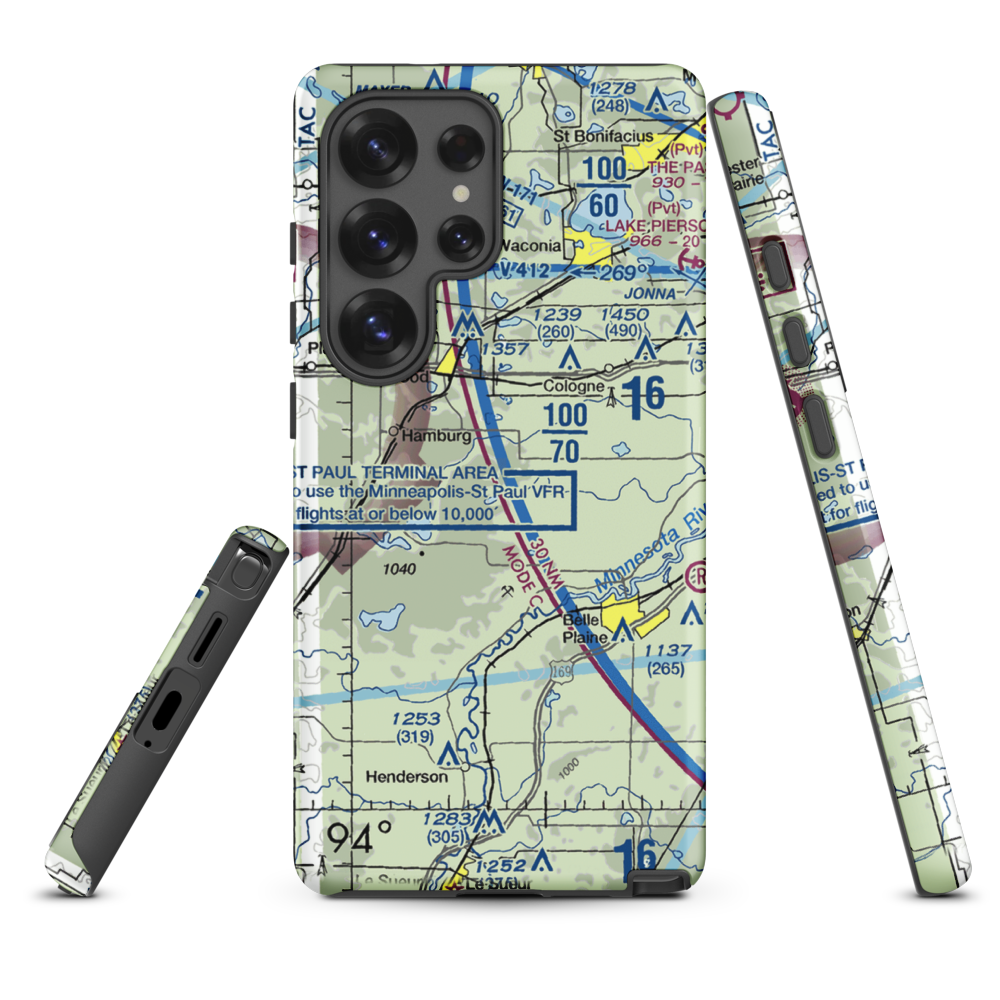 Sons Private-Commercial Airport (47MN) VFR Sectional Samsung Phone Case Samsung Galaxy S25 Ultra model shown