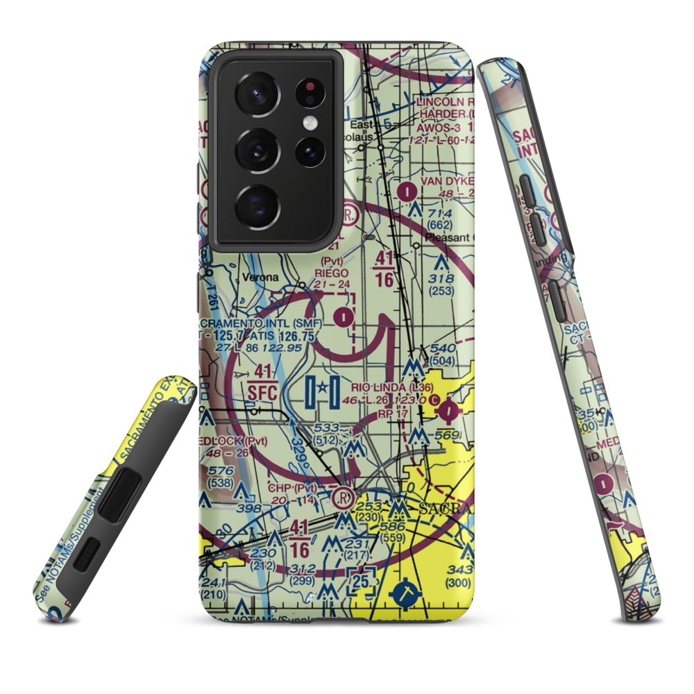 Sopwith Farm Airport (27CL) VFR Sectional Samsung Phone Case Samsung Galaxy S21 Ultra model shown